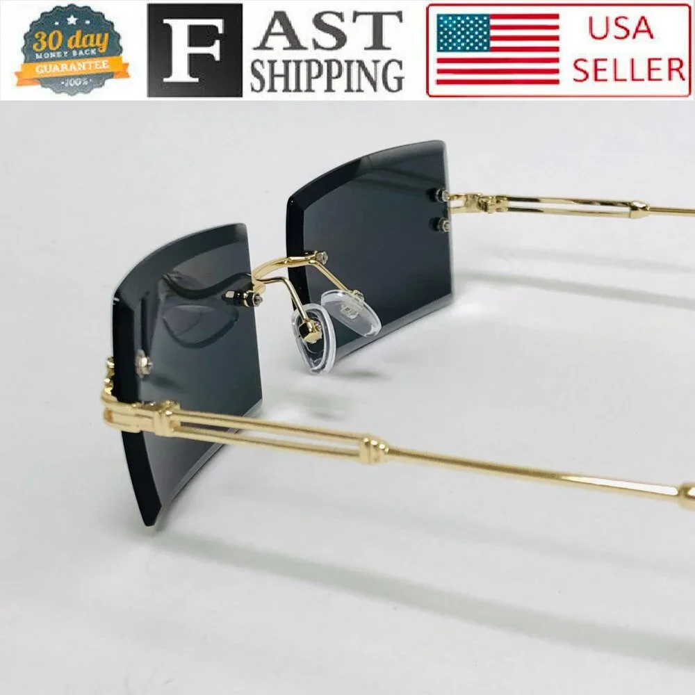 Men Sunglasses Hip Hop Shades Metal Gold Frameless Classic Outdoor Driving Lente